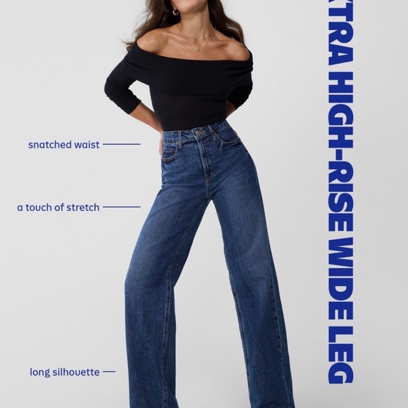 Old Navy Women's EXTRA HIGH-RISE SKY-HI WIDE LEG JEANS - Picture 4 of 6